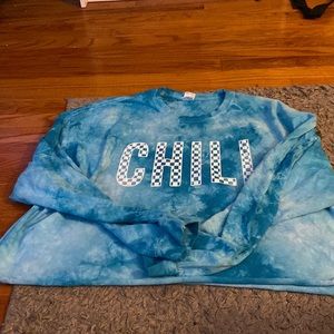 Tie-dye cropped sayings, long sleeve top